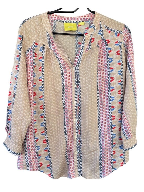Maeve Tops - Maeve ANTHROPOLOGIE Sunset District Button Down Southwestern Print Blouse Small